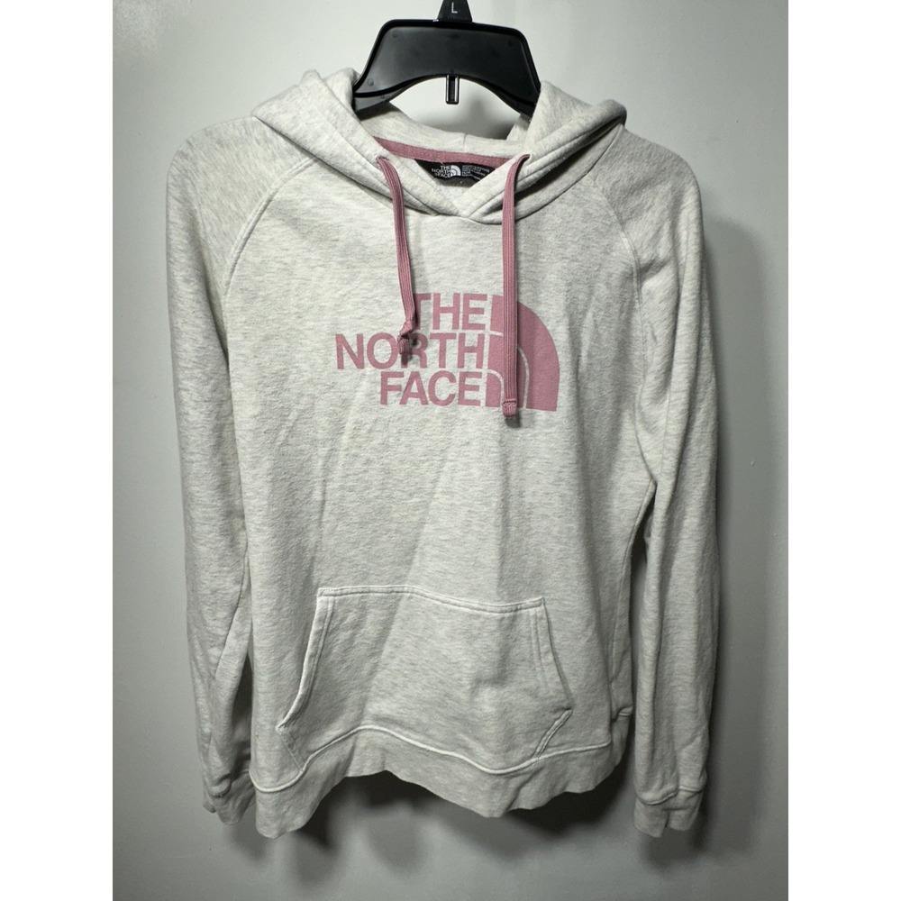 The North Face Womens Pink Logo Pullover Hoodie Gray Size Medium Outdoors Hiking